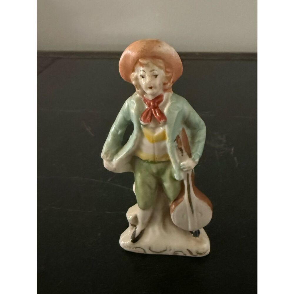 Vintage Japan Hand Painted Porcelain Figurine Colonial Man playing a LUTE
